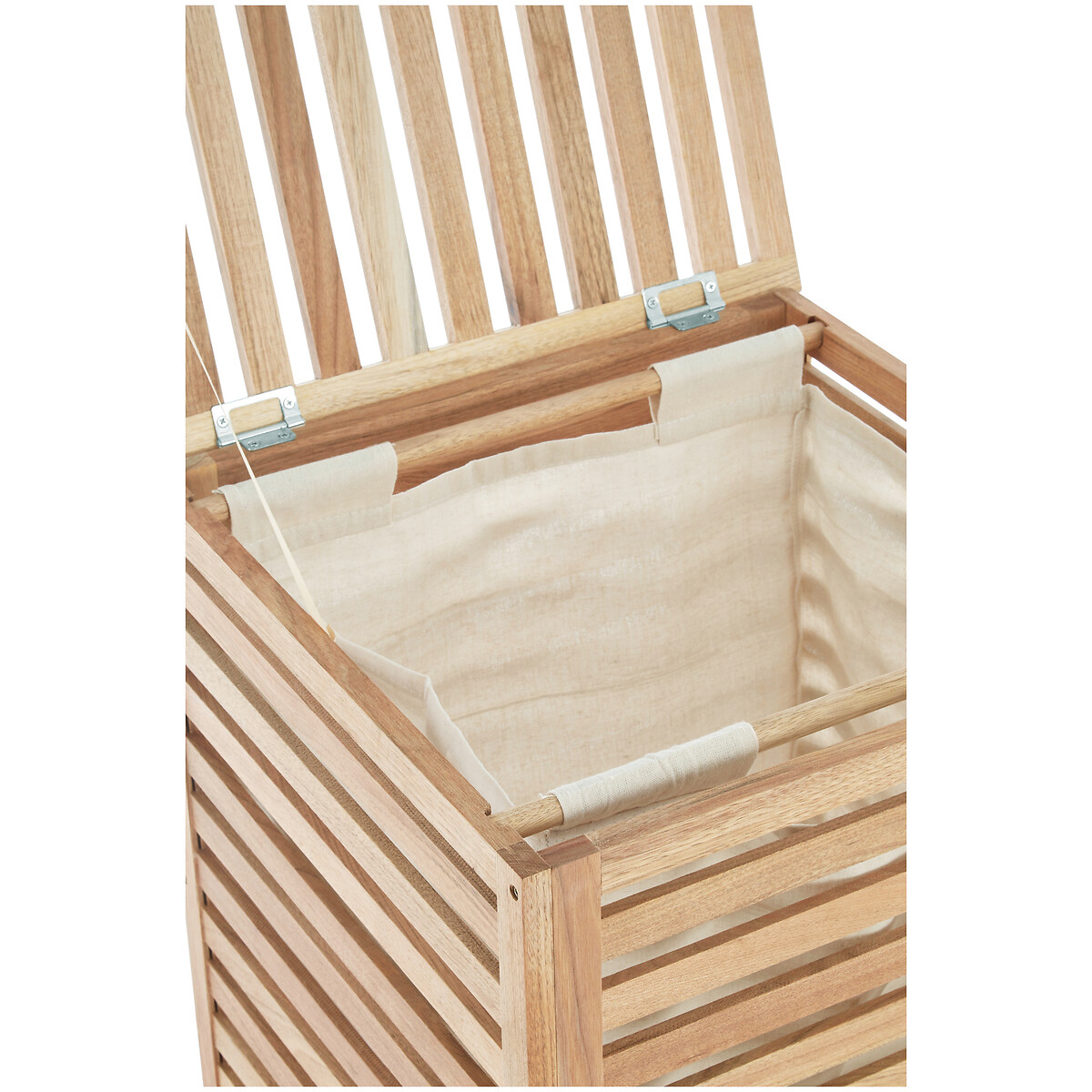 Slatted Laundry Hamper in Walnut Wood brown , SO'HOME