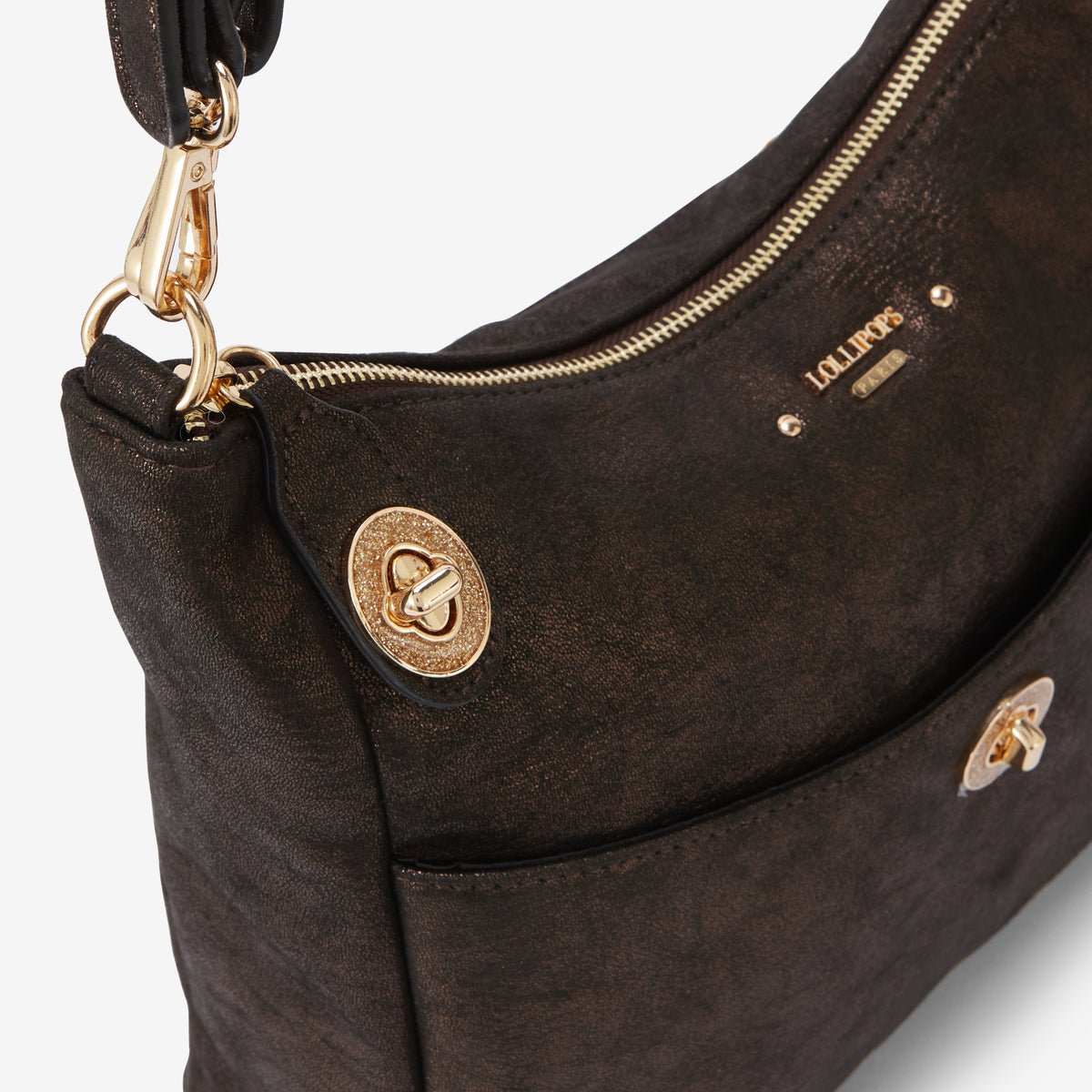 Sac hobo Roselyne doré,marron, LOLLIPOPS