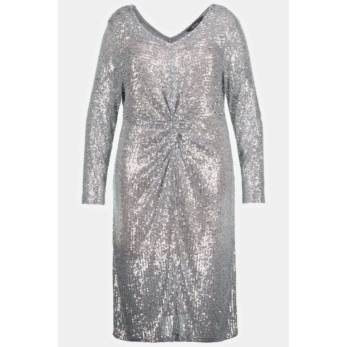 Robe à sequins, taille drapée argent, ULLA POPKEN