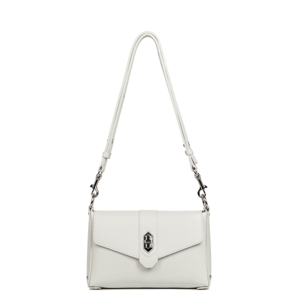 Sac à main à bandoulière en cuir Foulonné double gris clair - in - argent, LANCASTER