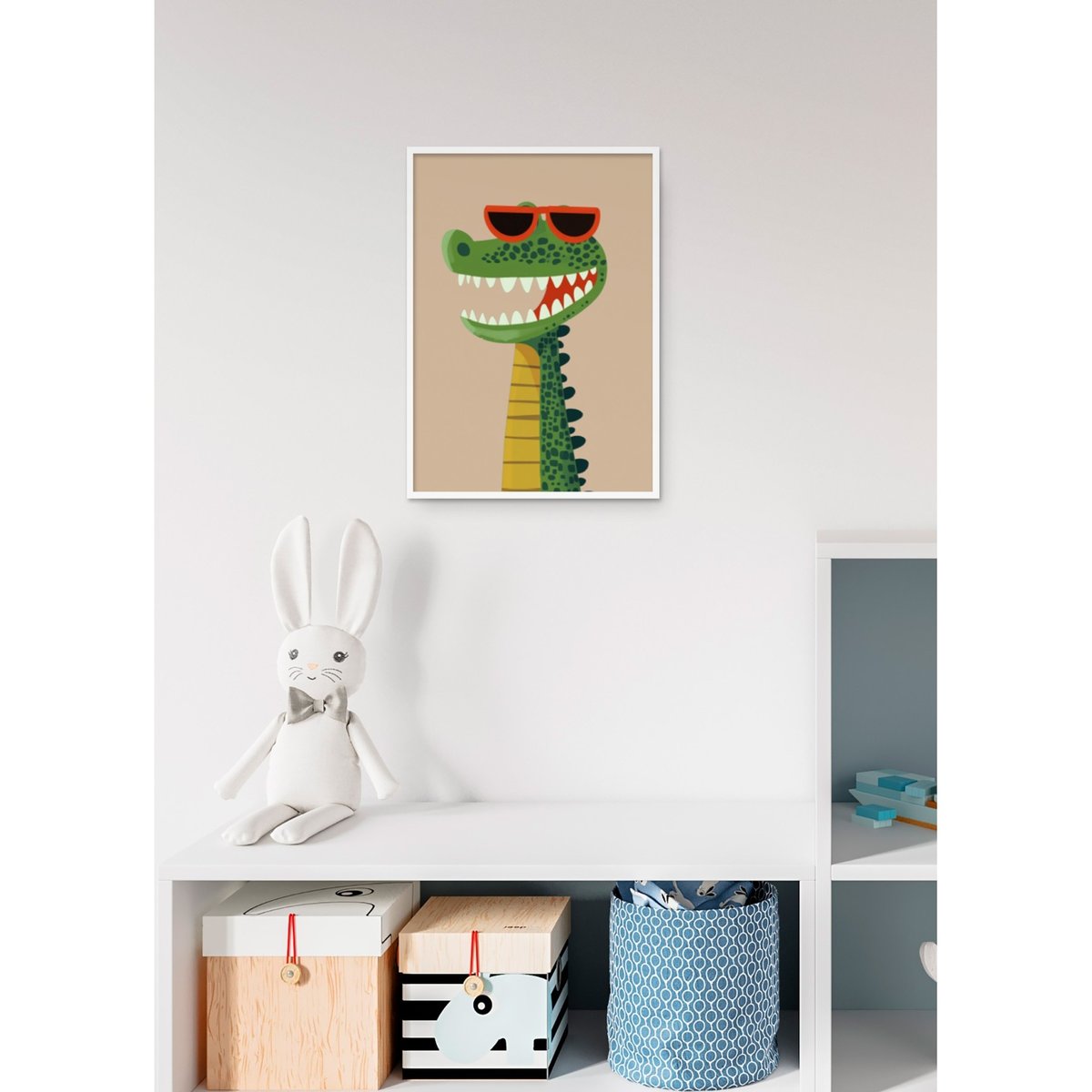 Affiche Crocodile à lunettes blanc, L'AFFICHERIE