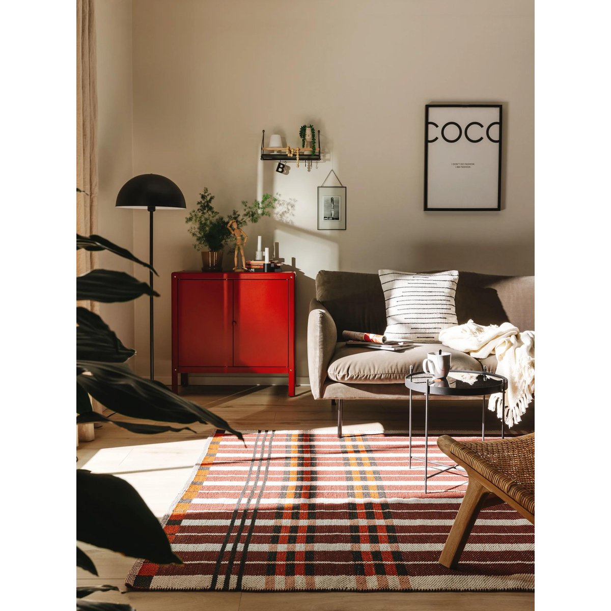 Tapis en coton tissé main LEANDER marron, BENUTA 