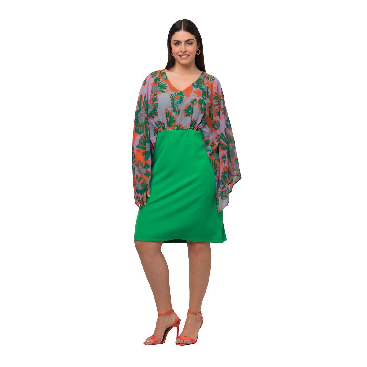 Robe midi avec buste en mousseline vert, ULLA POPKEN