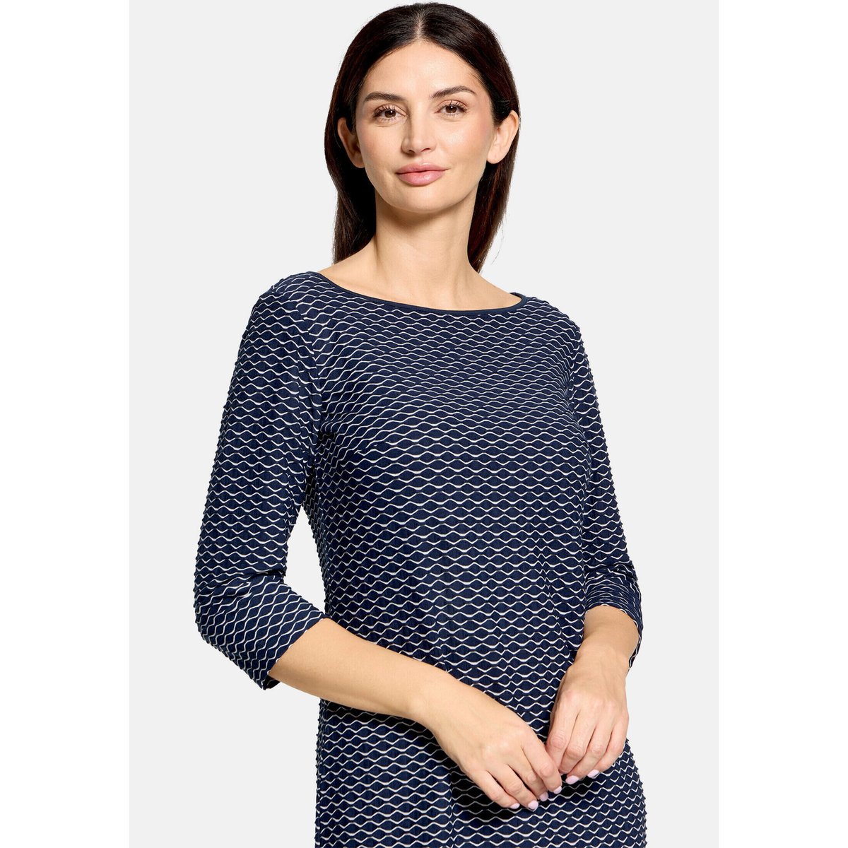 Robe droite à manches 3/4 bleu/blanc, BETTY BARCLAY
