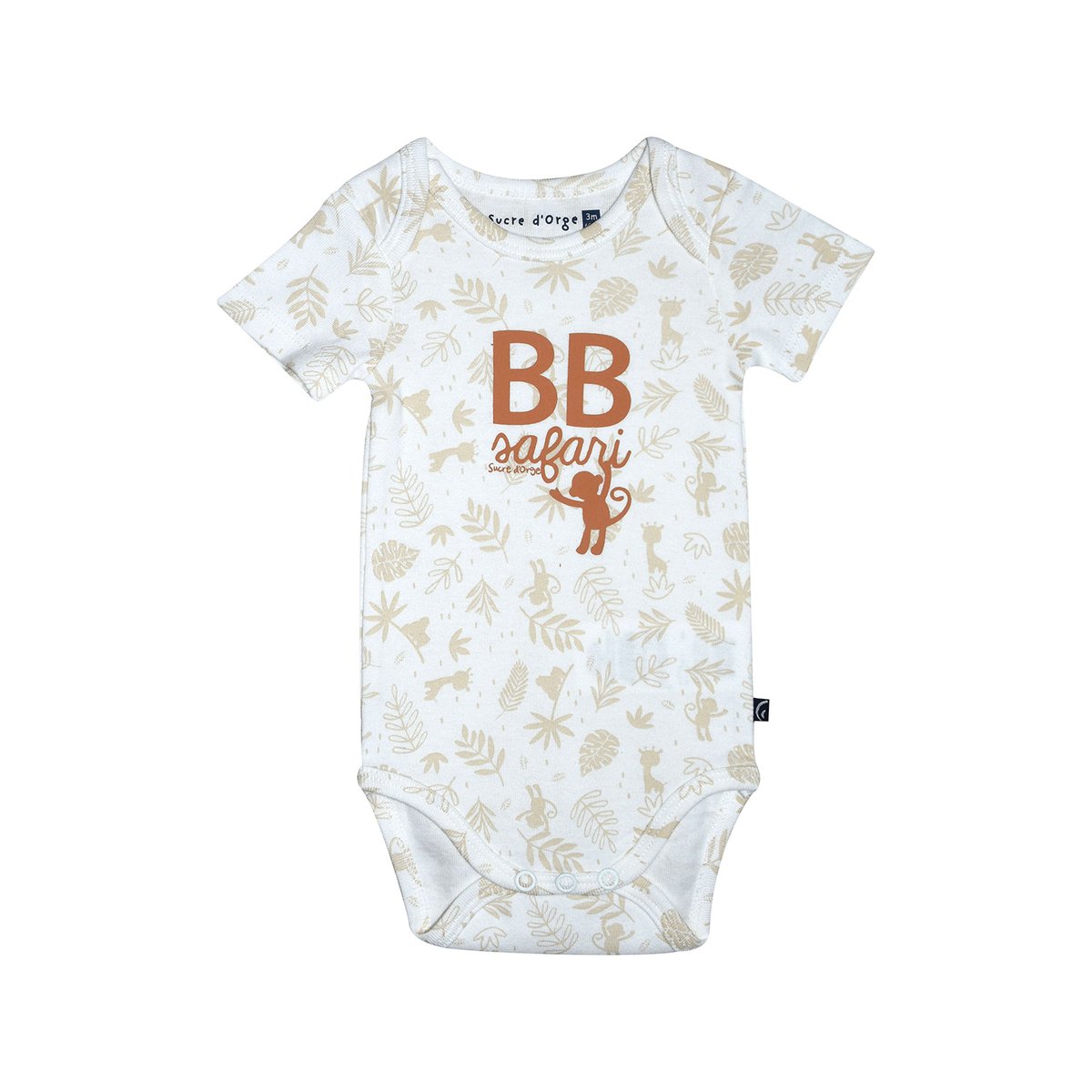 Lot de 3 bodies ridah manches courtes bebe beige, SUCRE D'ORGE