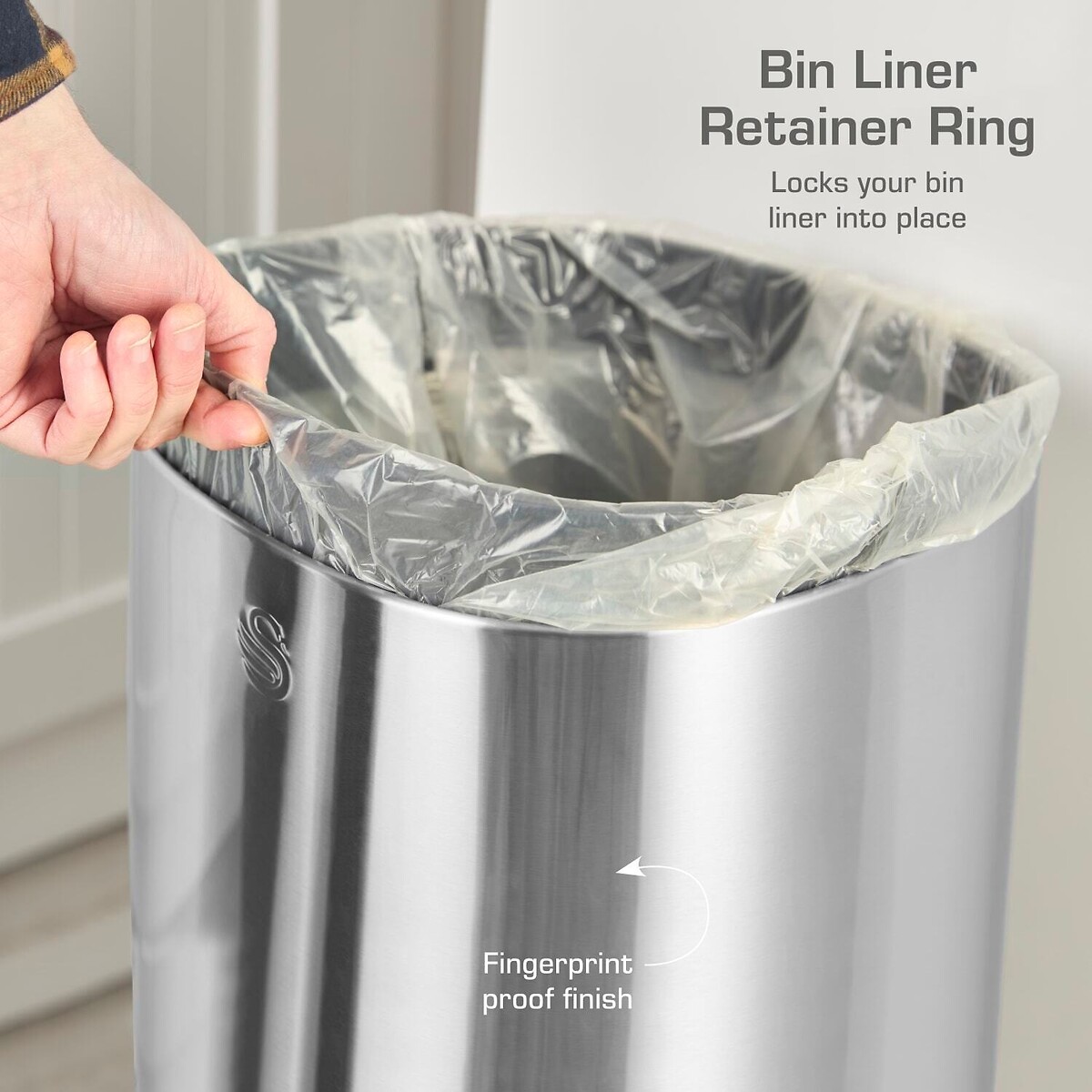 50L Square Sensor Bin silver-coloured, SWAN