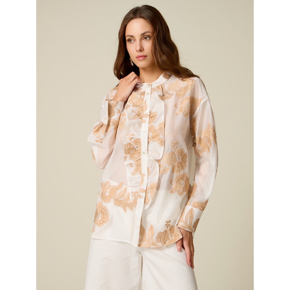 Chemise brodée blanc, OLTRE
