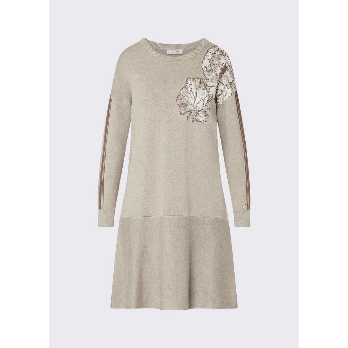 Robe courte en maille jacquard beige, LIU JO