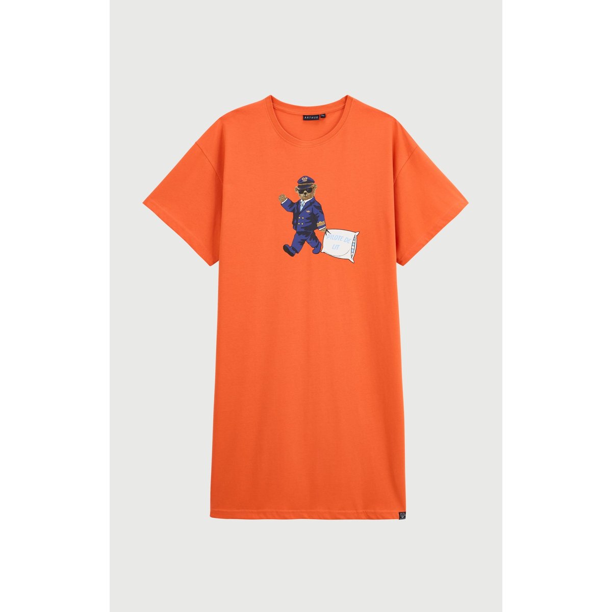Maxi Tee-Shirt en jersey de coton léger imprimé Pilote de lit orange, ARTHUR
