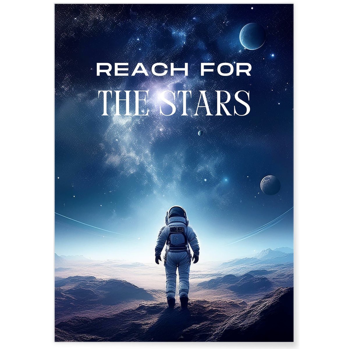 Affiche Motivation Reach for the Stars blanc, L'AFFICHERIE