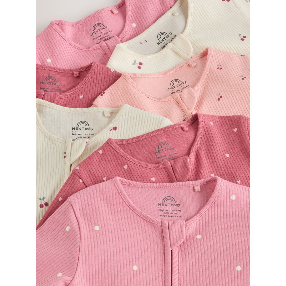 Dors-bien bébé, lot de 7 imprimé cerise rose, NEXT