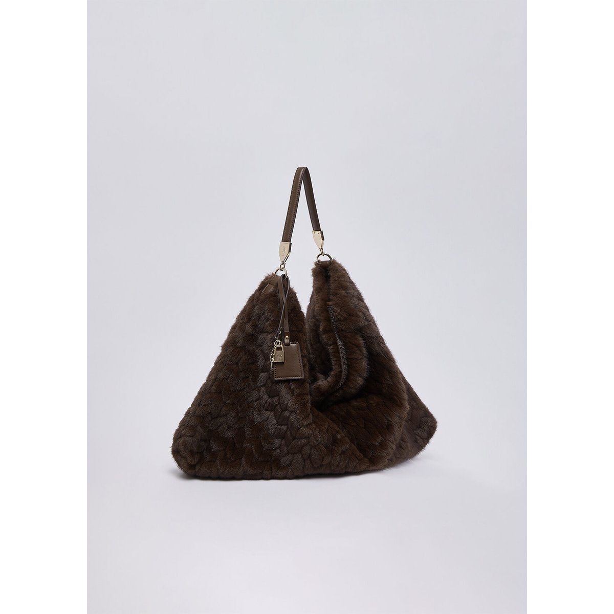 Sac grand format en imitation fourrure marron foncé, LIU JO