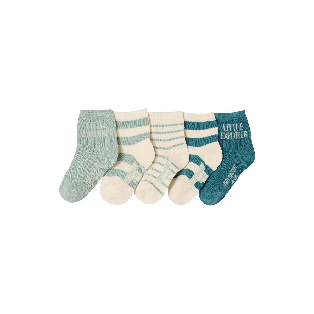 Lot de 5 paires de chaussettes bébé vert d'eau, VERTBAUDET