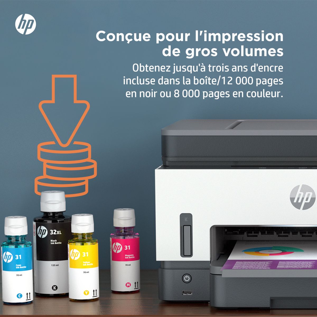 Imprimante jet d'encre Smart Tank Plus 7605/7606 couleur unique, HP