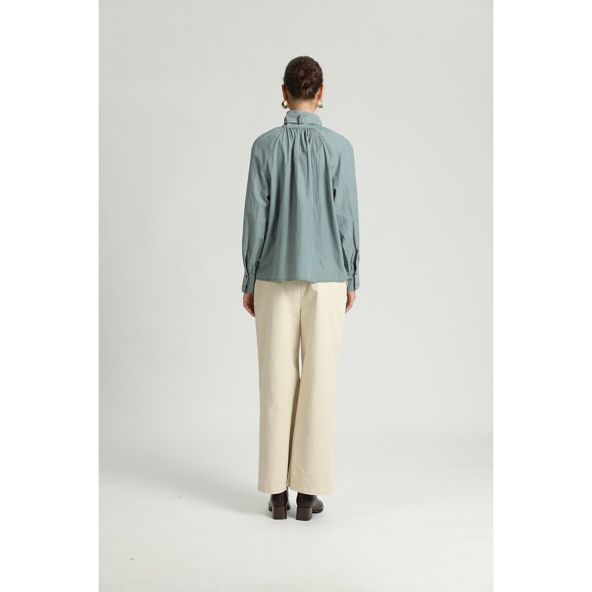 Blouse ample, nœud montant bleu, SEE U SOON