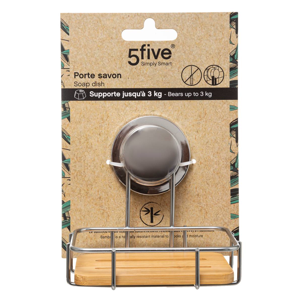 Porte Savon Ventou Venterra Bain marron, 5FIVE SIMPLY SMART