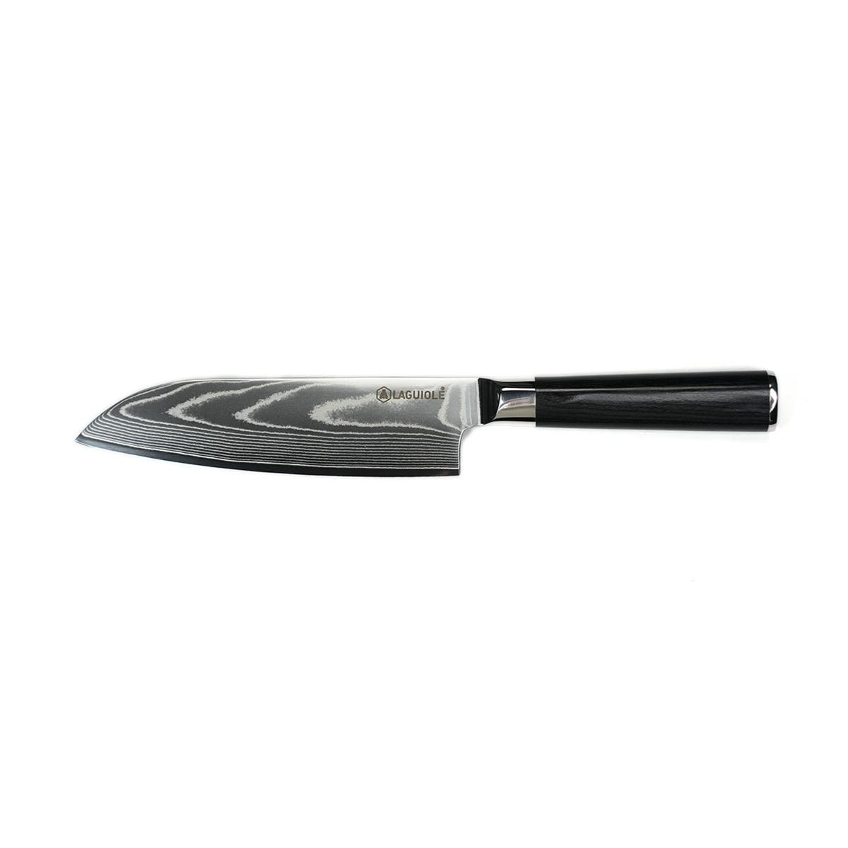 Couteau santoku noir damas 32cm avec étui - "Core" couleur unique, LAGUIOLE CUISSON