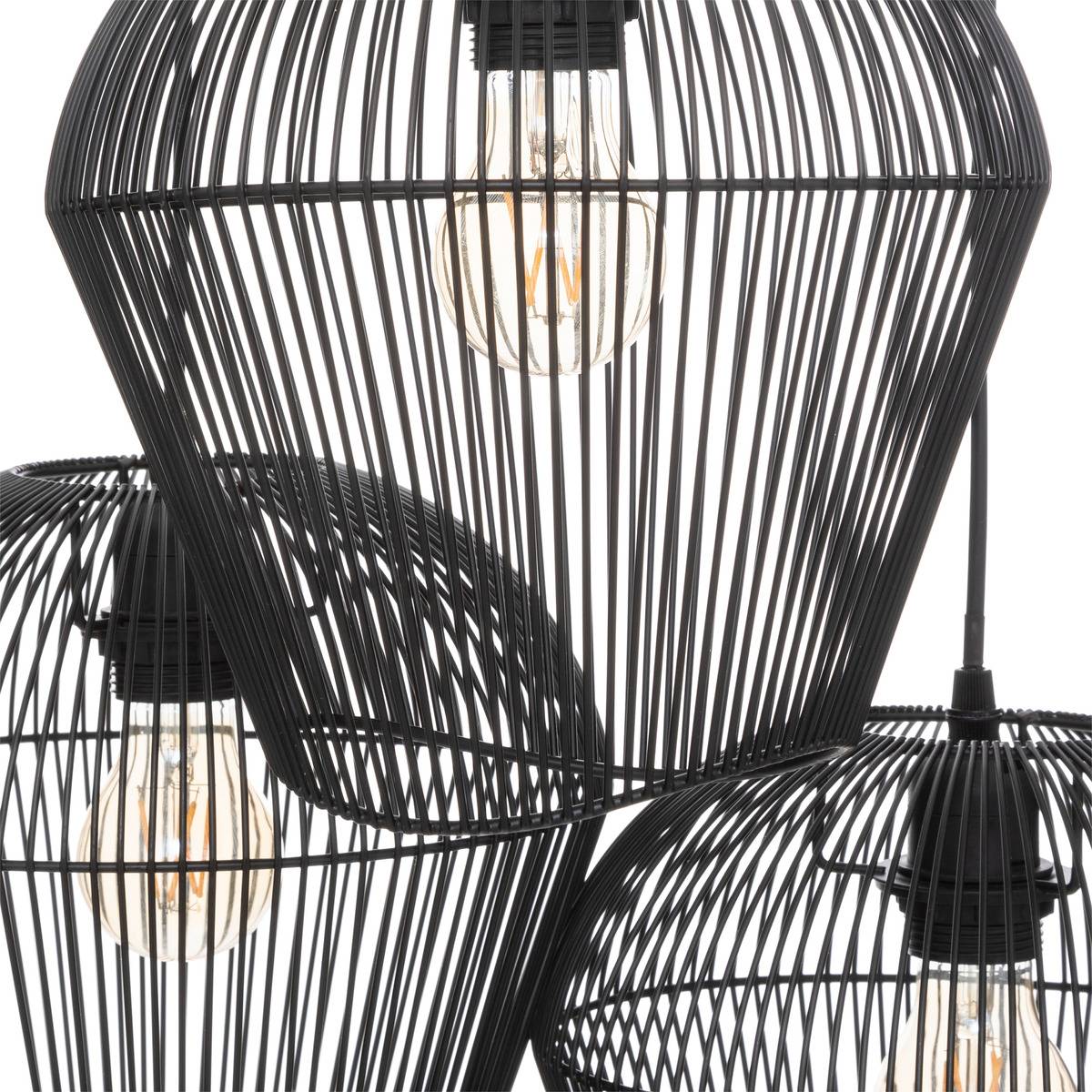 Suspension triple métal filaire JENA noir, ATMOSPHERA