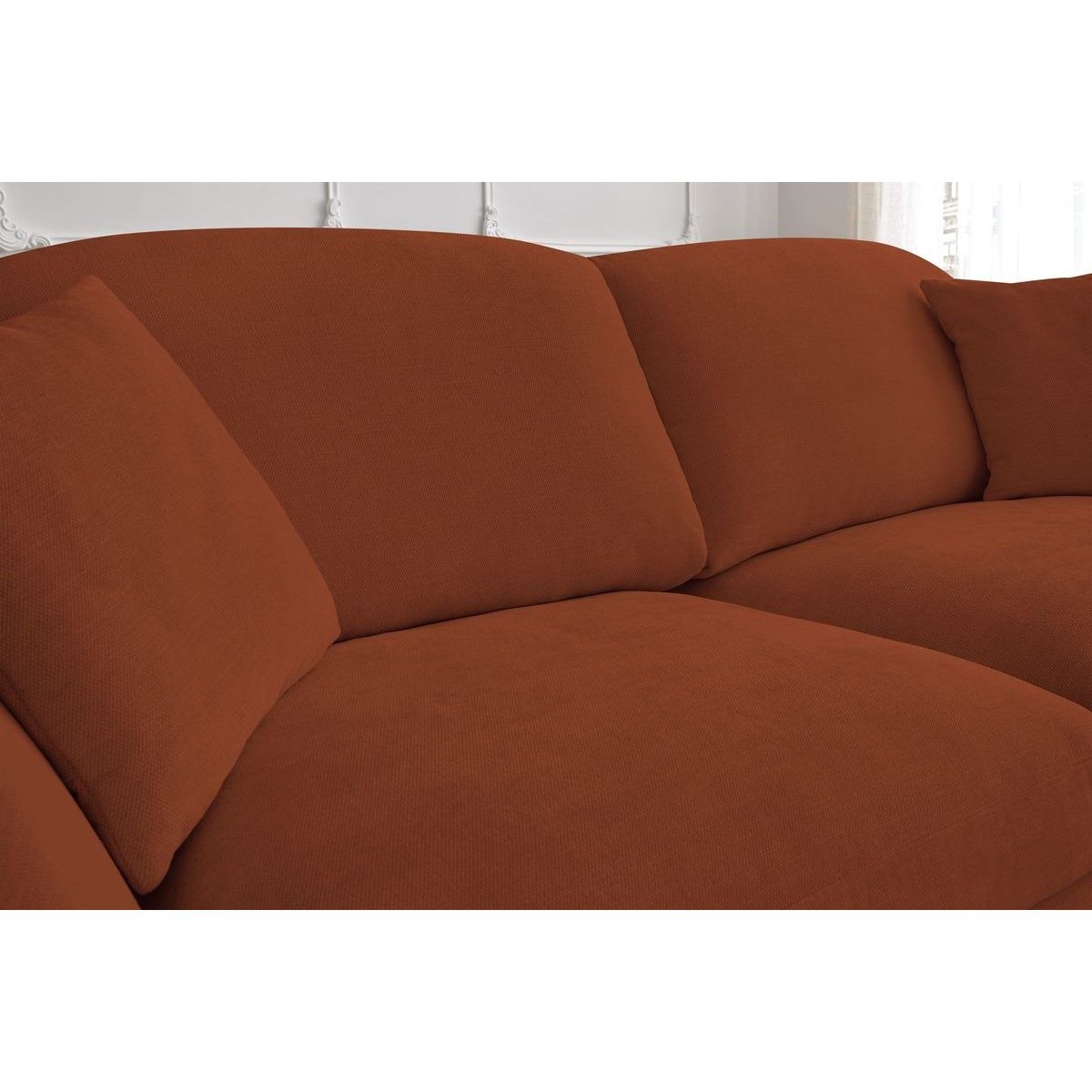 Canapé lit 3 places en tissu couchage 140x194 cm, CEZANNE orange, BOBOCHIC