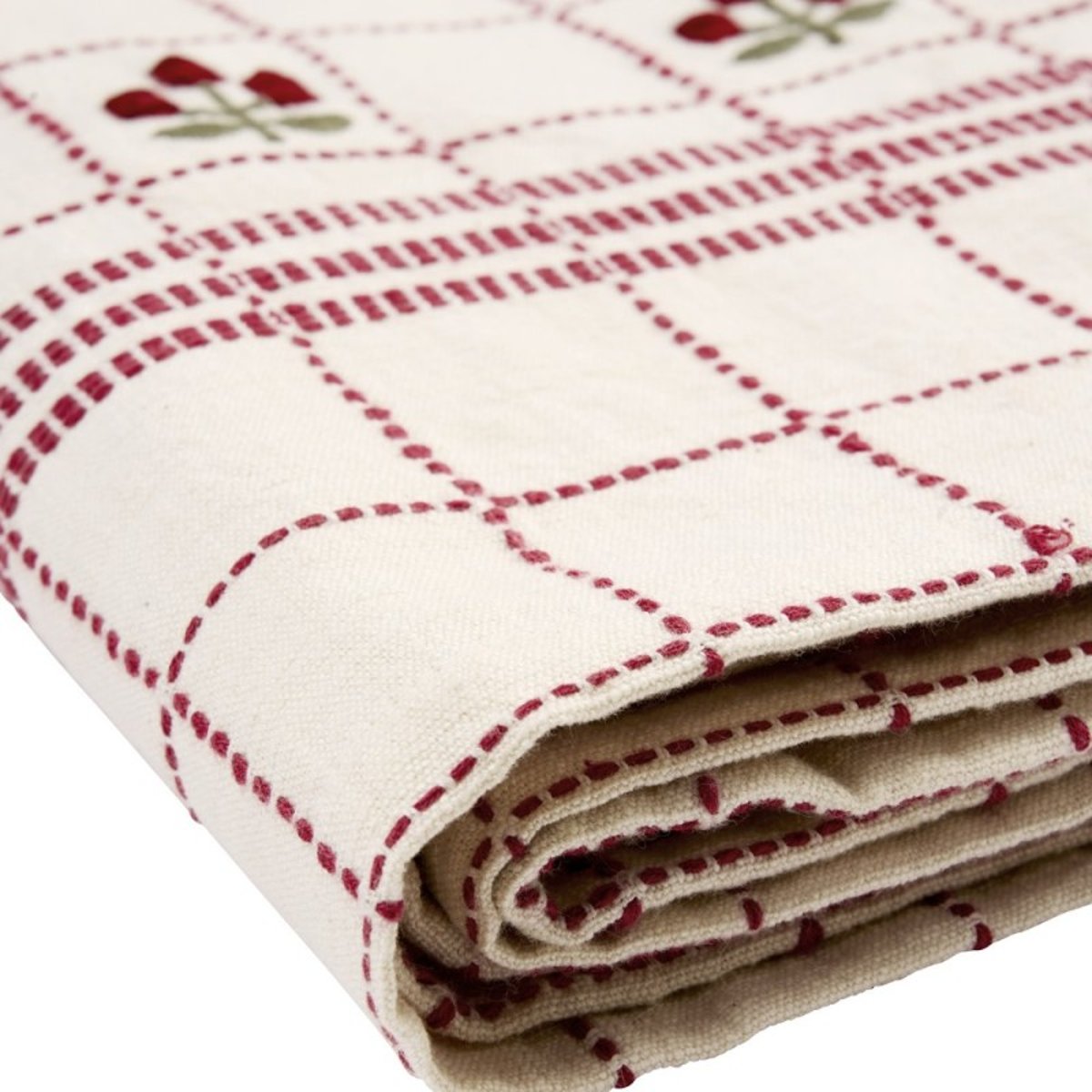 Nappe rectangulaire coton broderie rouge, MADAM STOLTZ