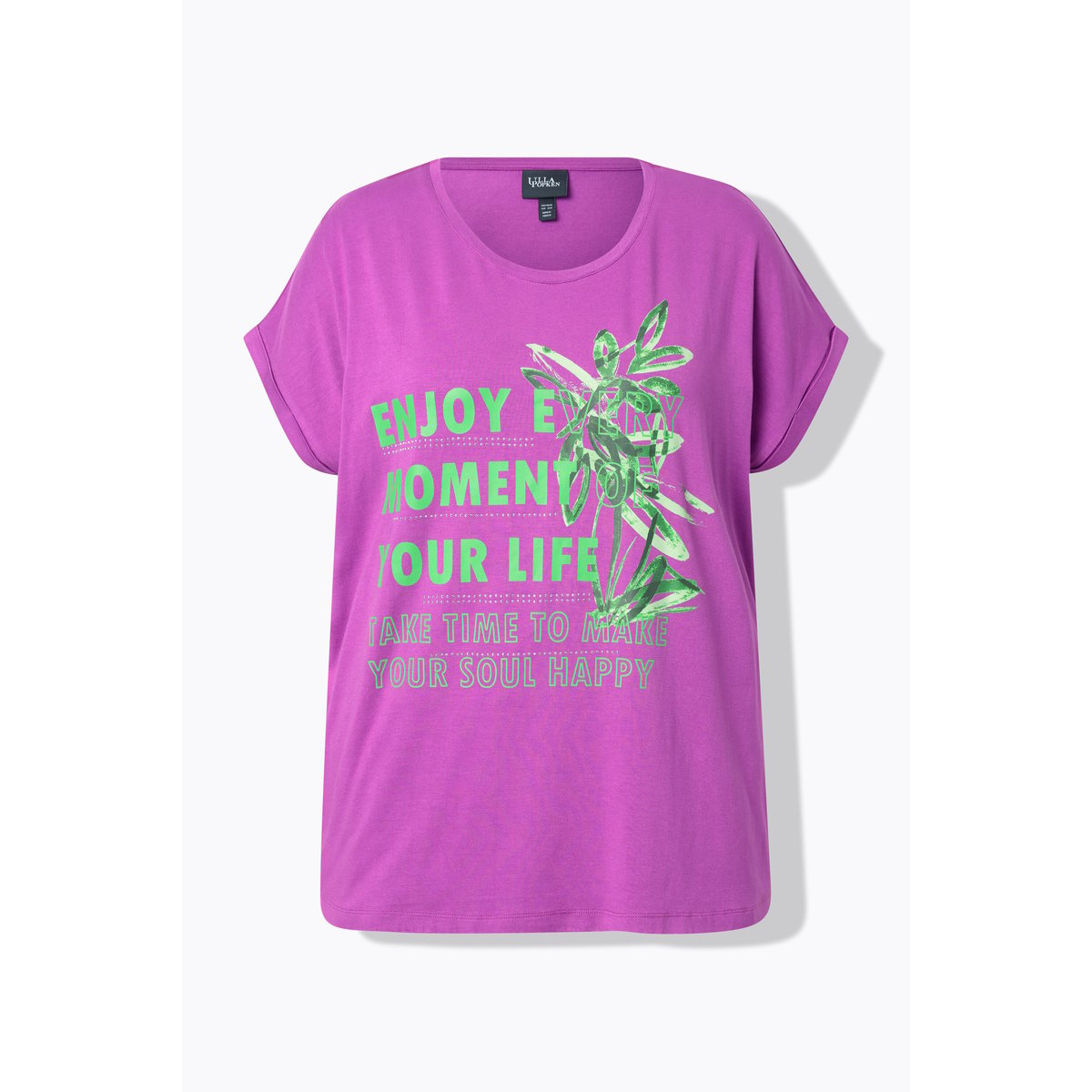 T-shirt oversize. Col rond et manches violet, ULLA POPKEN