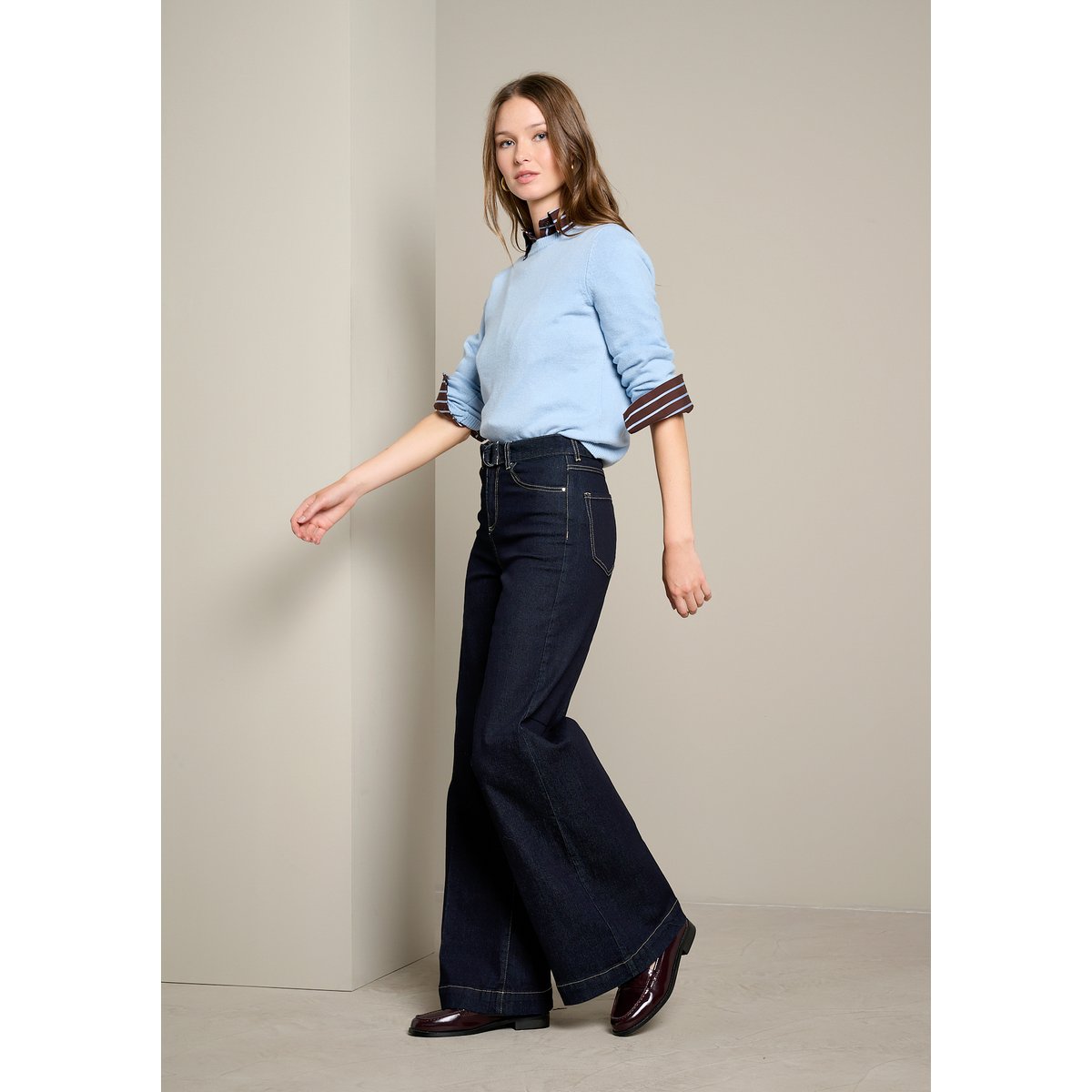 Jean large taille haute dark blue, LOLALIZA