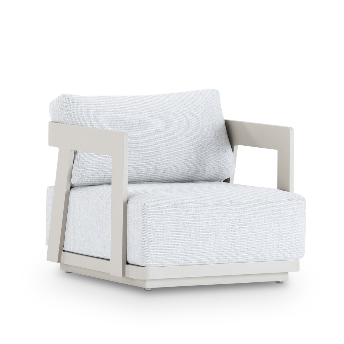 Fauteuil, aluminium, SOPHIE beige, coussin gris, DEFORA HOME
