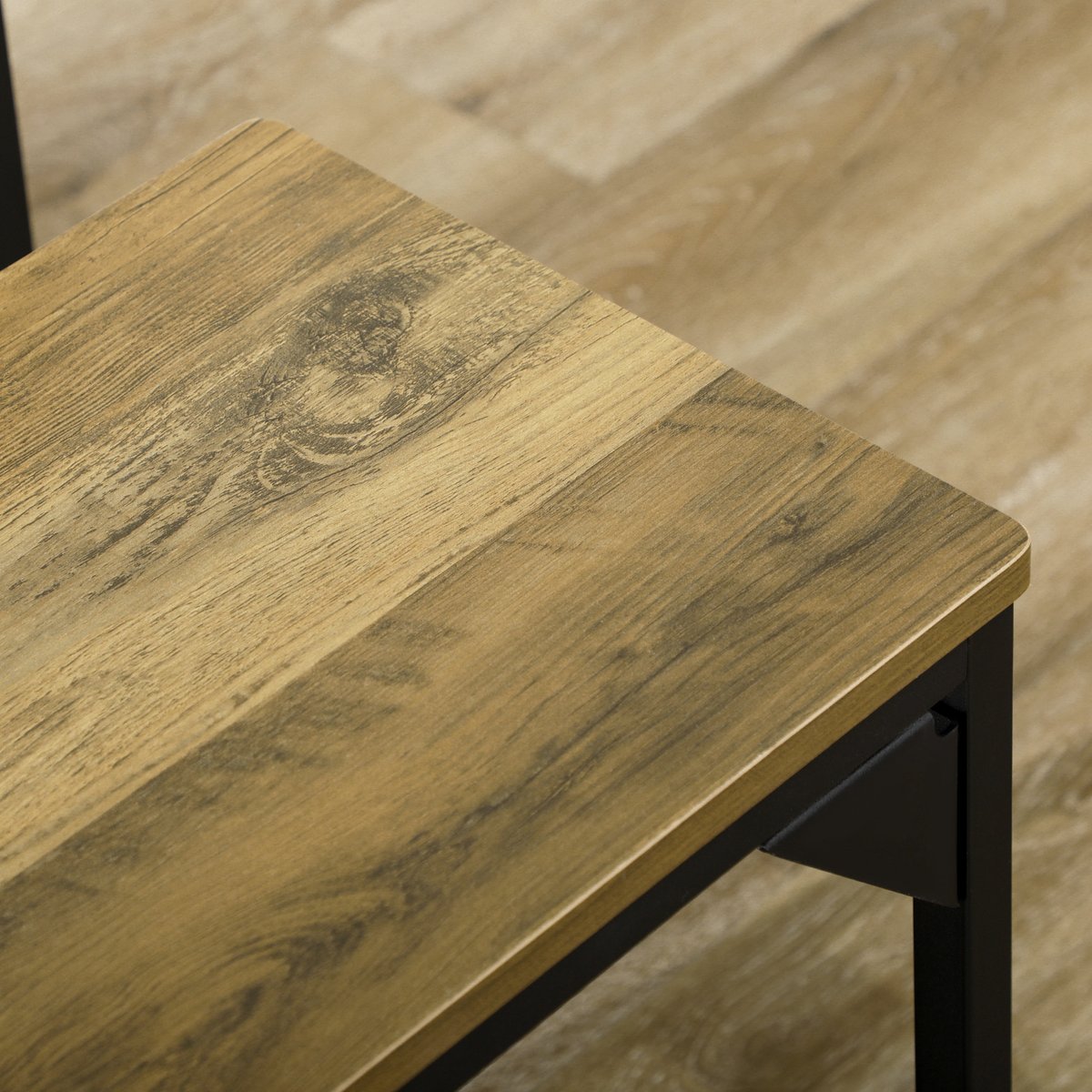 Ensemble de table à manger Acier Bois naturel naturel et noir, HOMCOM