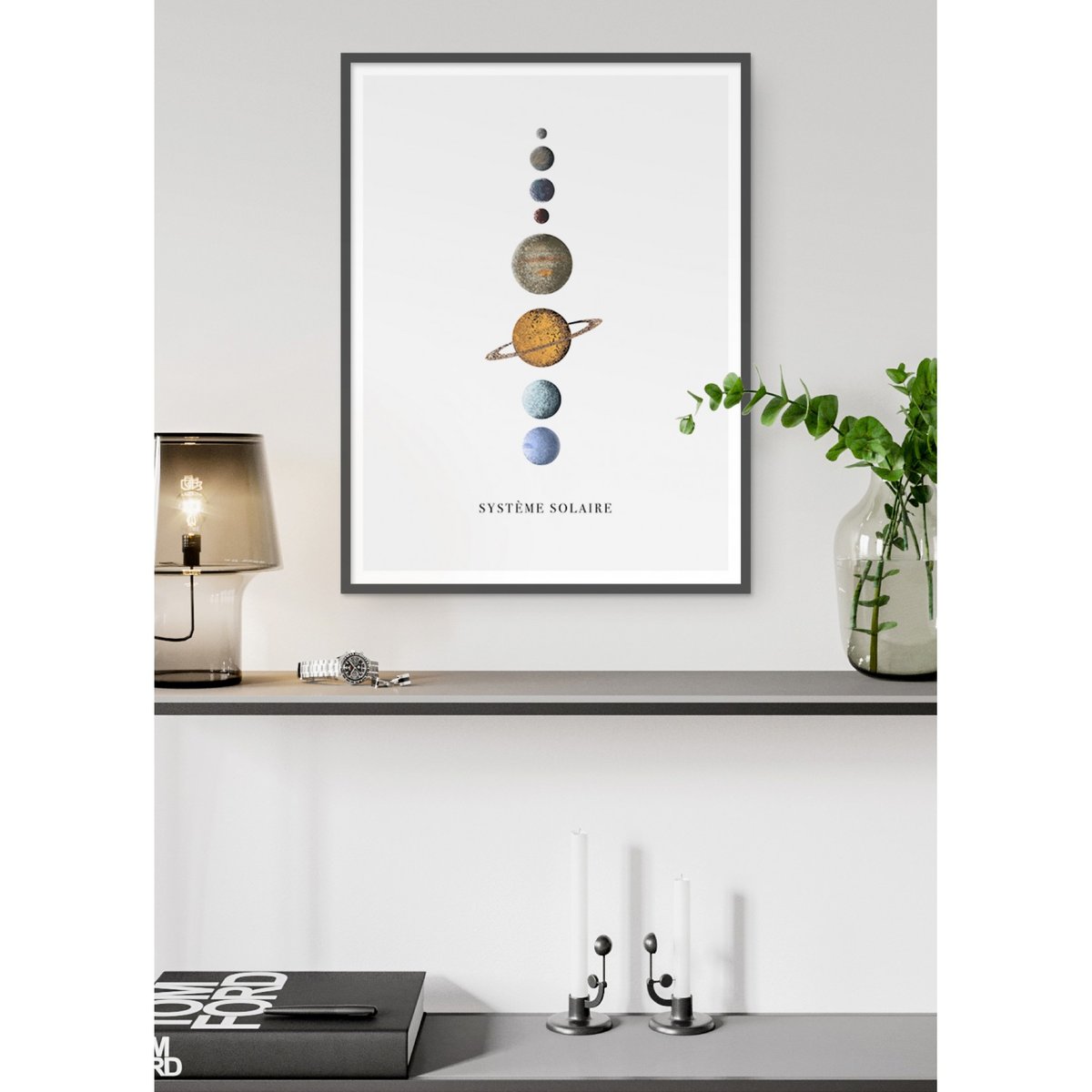 Affiche Système Solaire blanc, L'AFFICHERIE