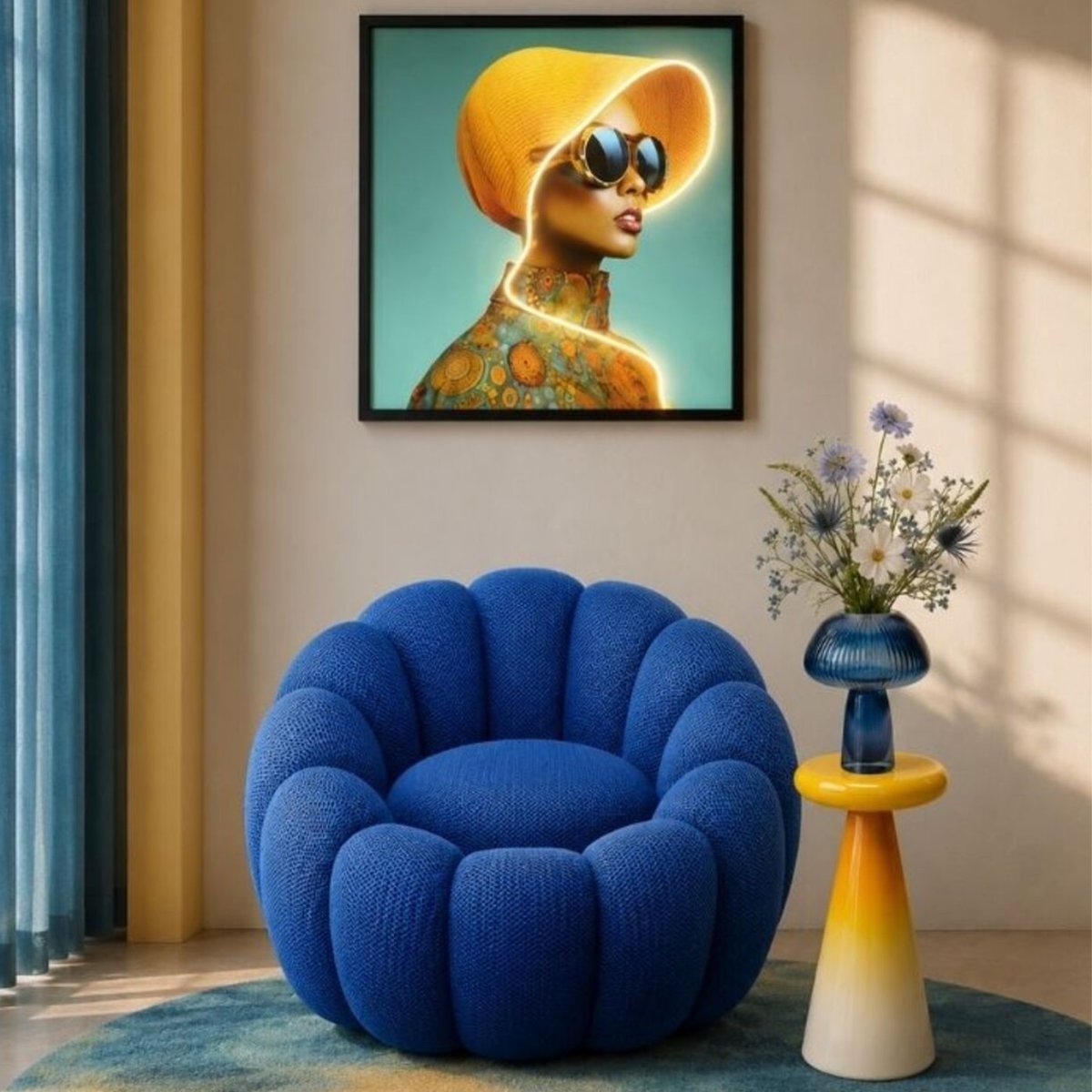 Vase champignon en verre, DAPHNE bleu, KARE DESIGN