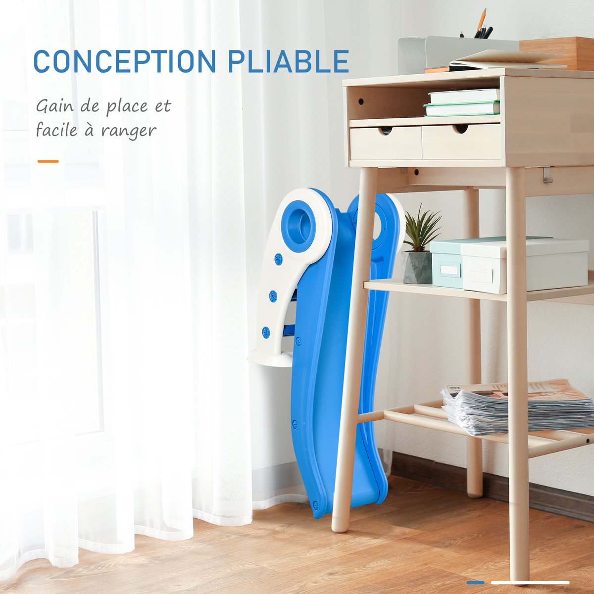 Toboggan pour enfants Plastique Bleu bleu, HOMCOM