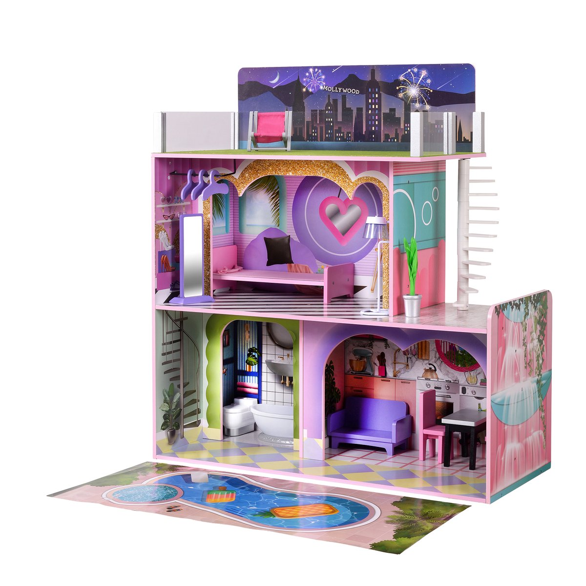 Maison Poupée Enfant Bois Sunset DREAMLAND multicolore, TEAMSON KIDS