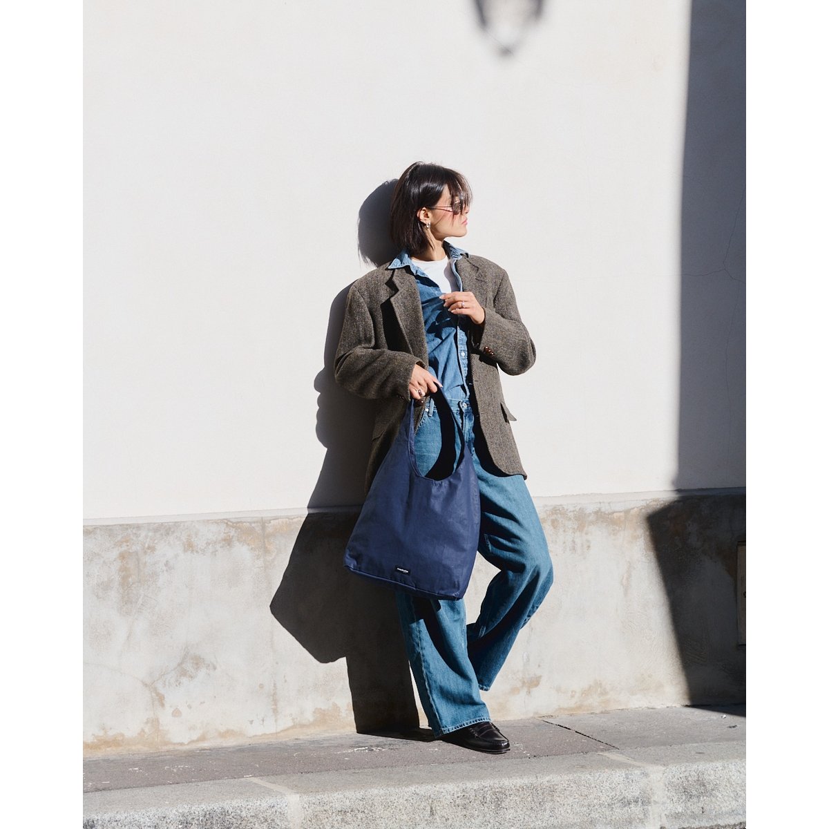 Sac seau en coton enduit RICHELIEU bleu enduit, RIVEDROITE