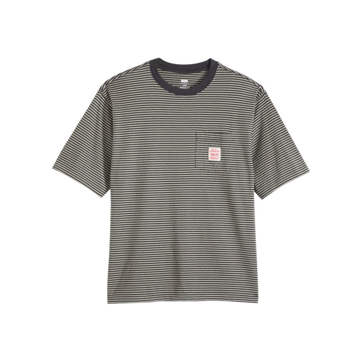 T-shirt en coton anthracite à coupe droite pourvu d'un motif à rayures gris foncé, LEVI'S