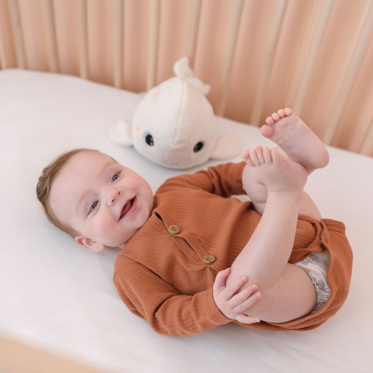 Veilleuse peluche bruits blancs et roses Beluga ecru, PABOBO