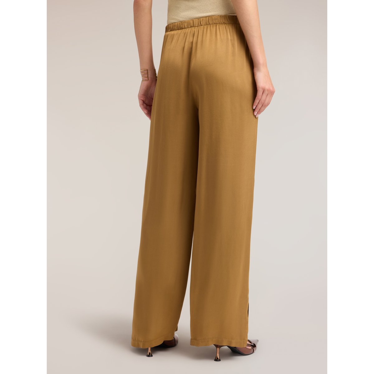 Pantalon palazzo en viscose beige, MOTIVI