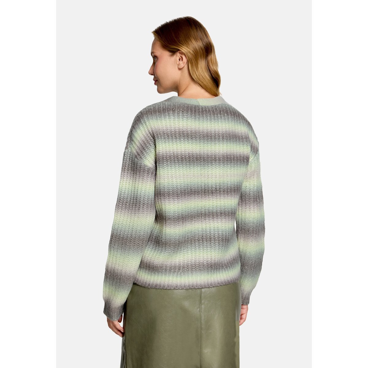 Cardigan en maille à encolure en v khaki/cream, CARTOON