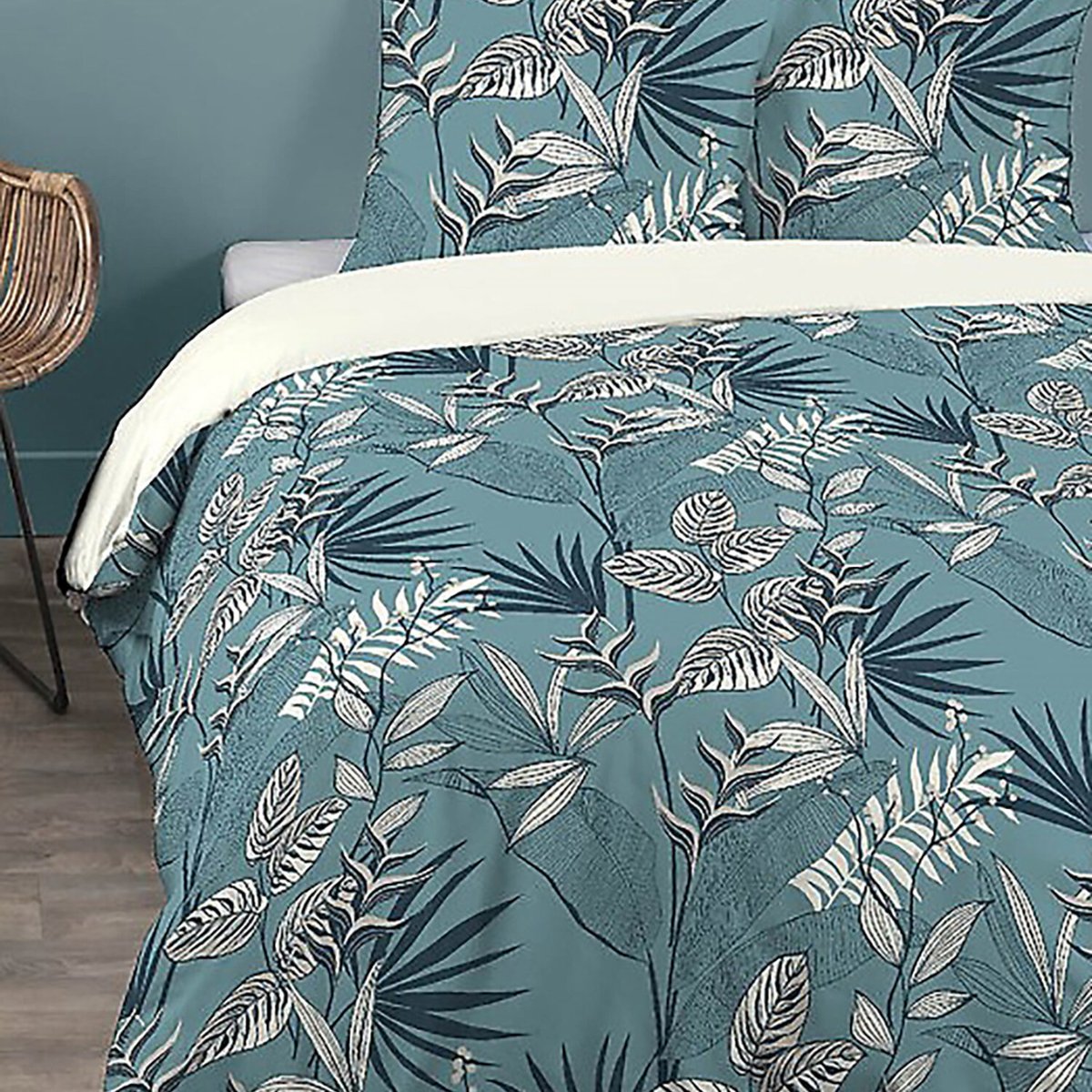 Parure housse de couette en microfibre imprimée, Grace vert, C DESIGN HOME TEXTILE