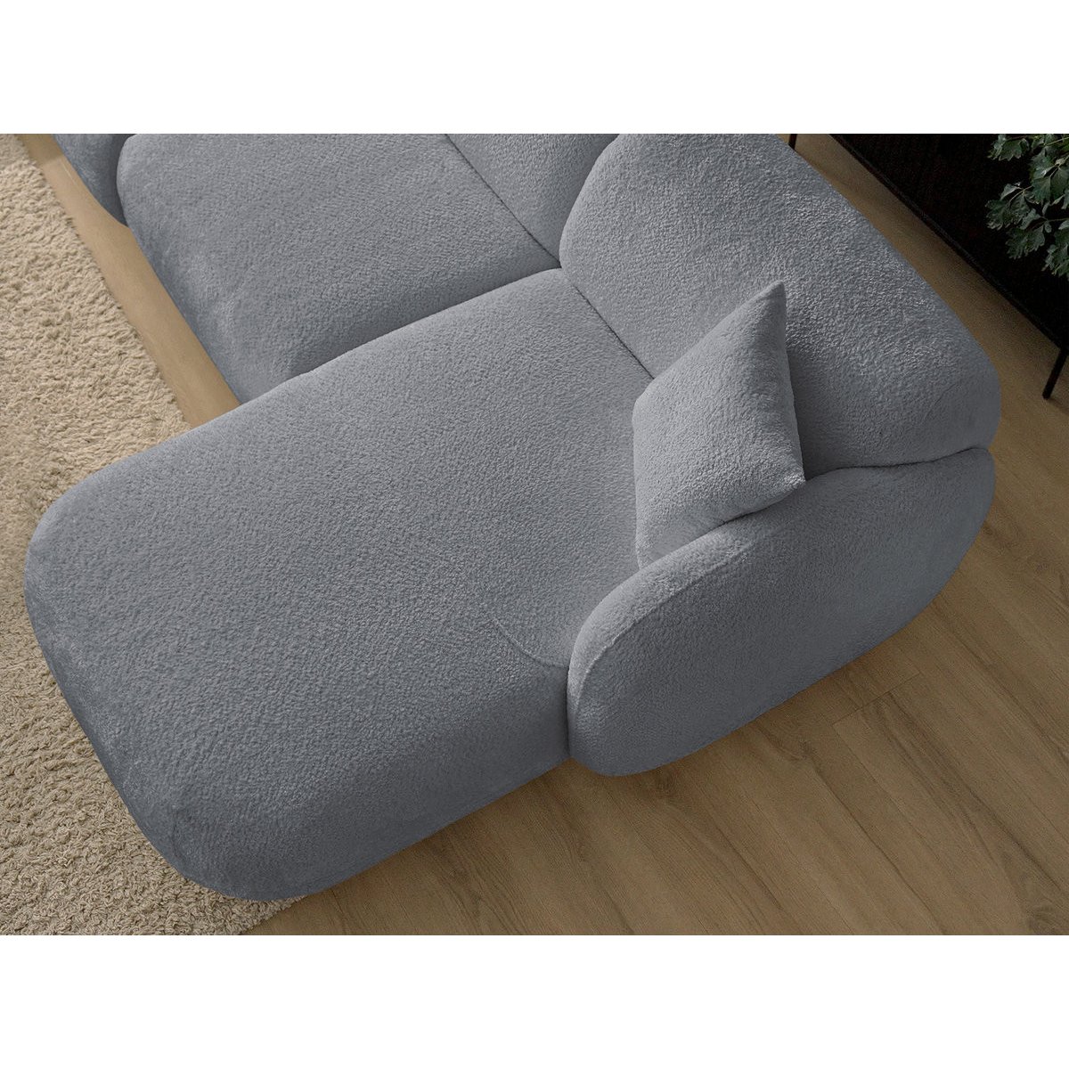 Canapé modulable 6 places en tissu chenille, ANDA gris, BOBOCHIC