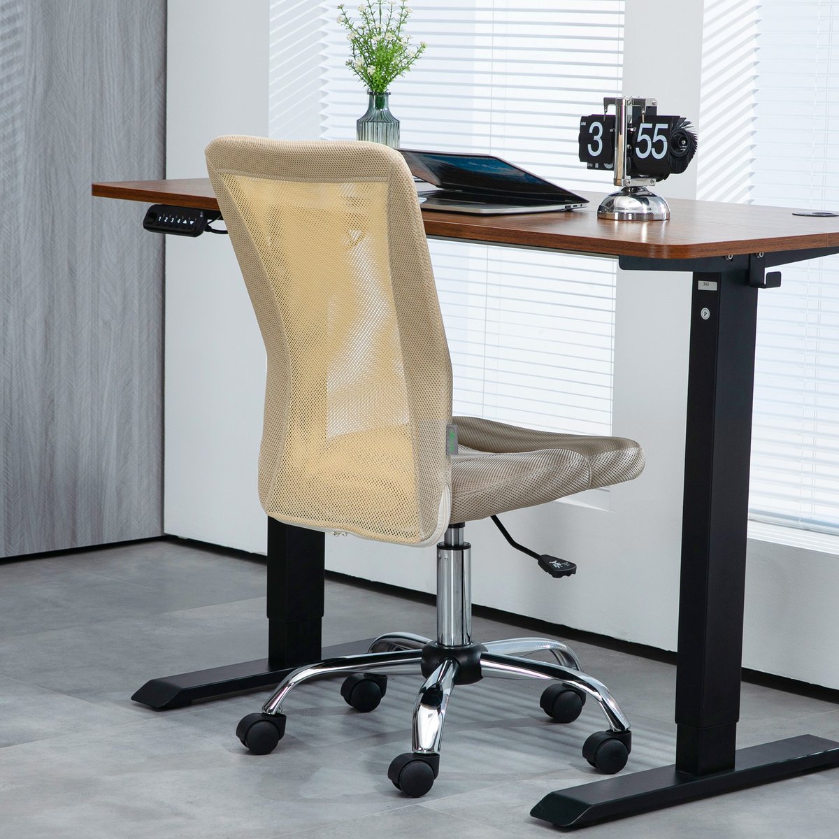 Chaise de bureau Polyester Beige beige, HOMCOM
