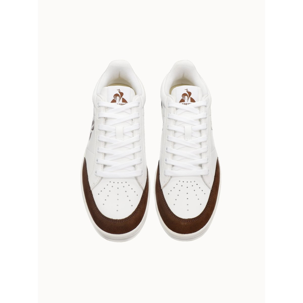 Sneakers en cuir et suede Courtnet optical white/brownie, LE COQ SPORTIF