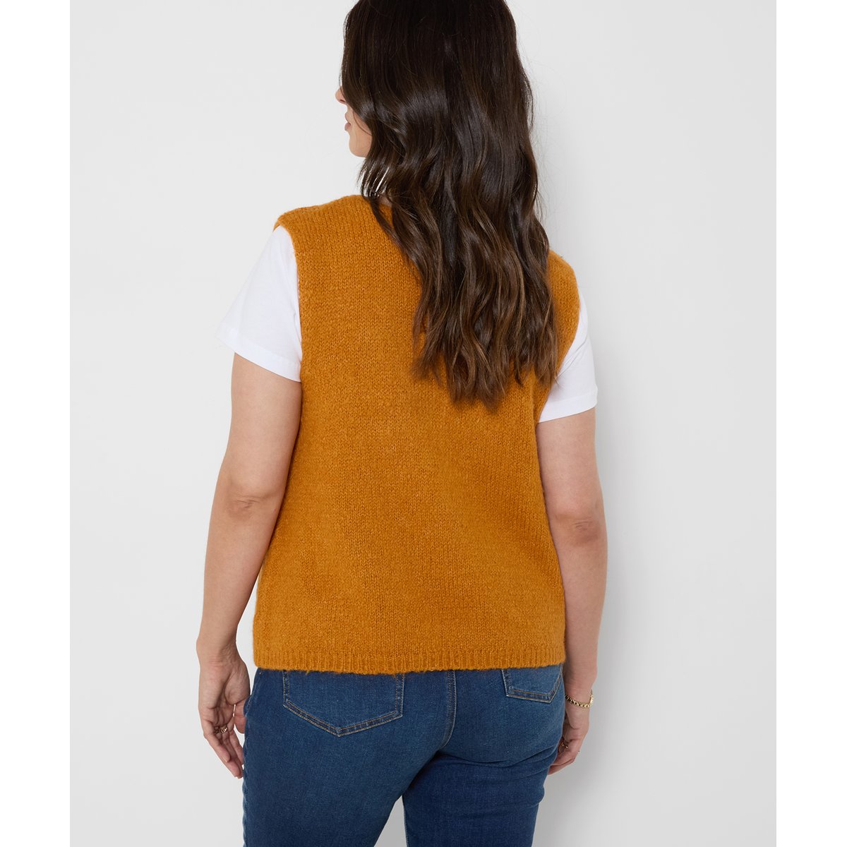 Pull Sans Manches en Maille à Double Boutonnage Loretta jaune, JOE BROWNS