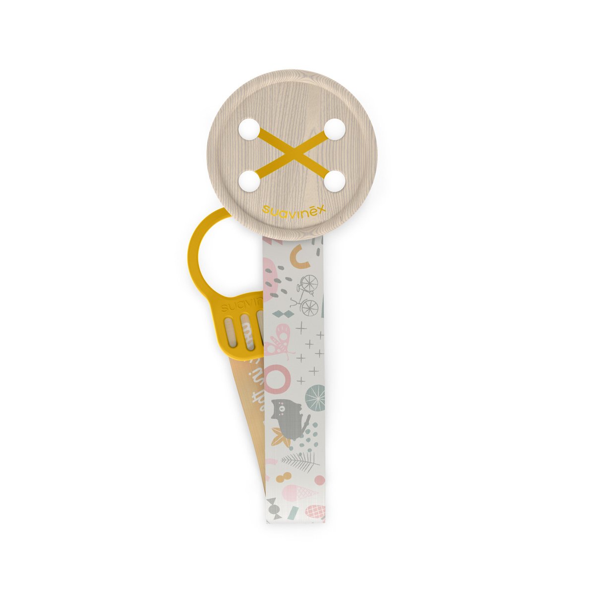 Attache-tétine avec ruban jaune, SUAVINEX
