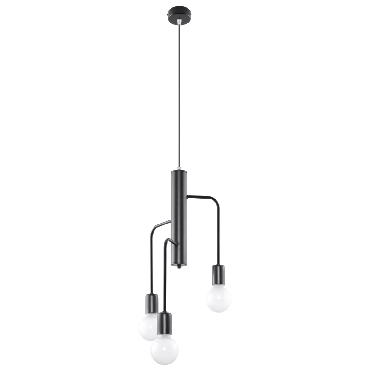 Suspension Acier Noir E27 3 Duomo noir, EDEN