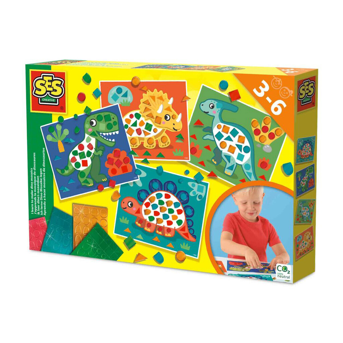 Brinquedo "Eu aprendo a fazer Dinossauros - Mosaicos autocolantes", SES multicolor, SES