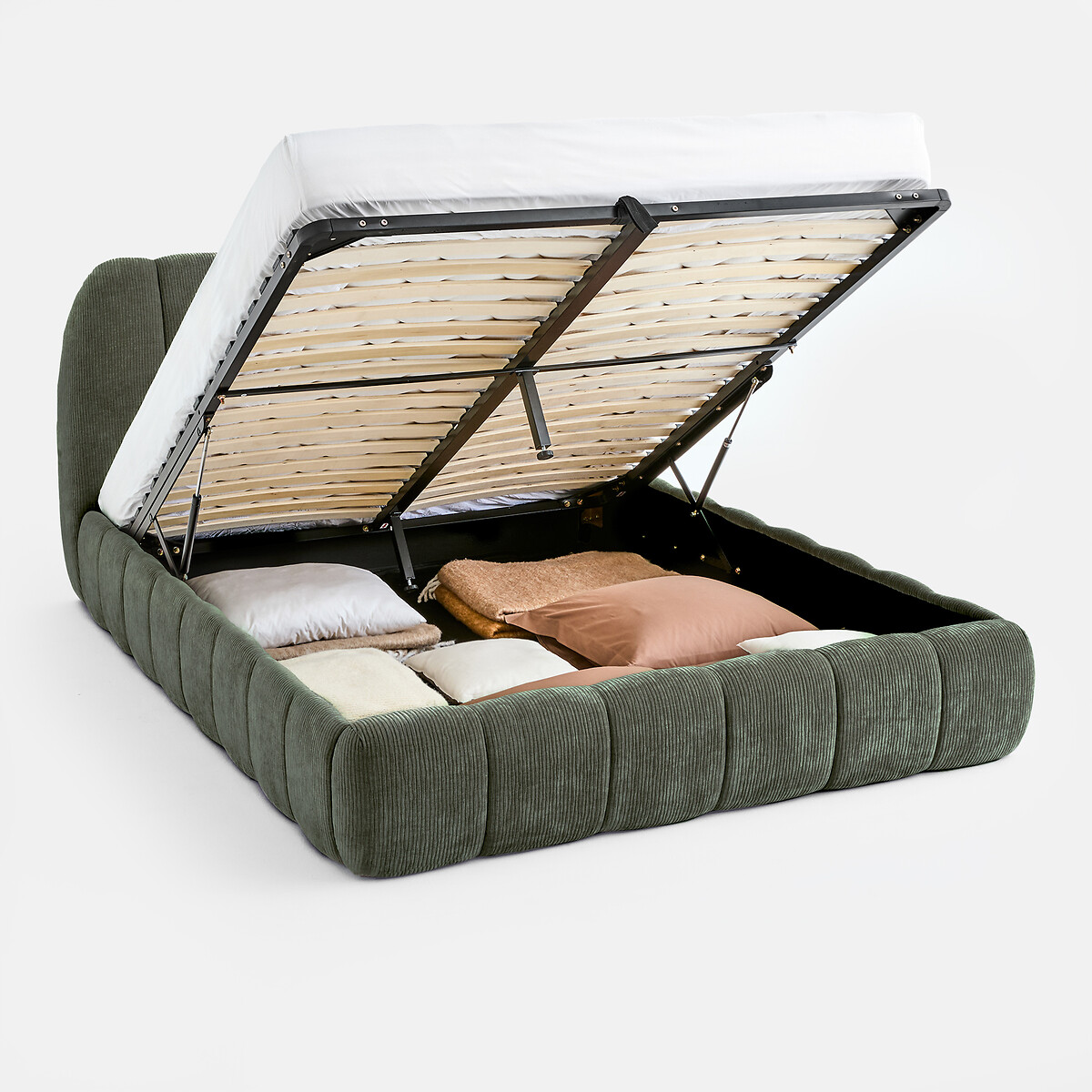 Kastenbett mit Bettkasten, NURIA khaki, LA REDOUTE INTERIEURS