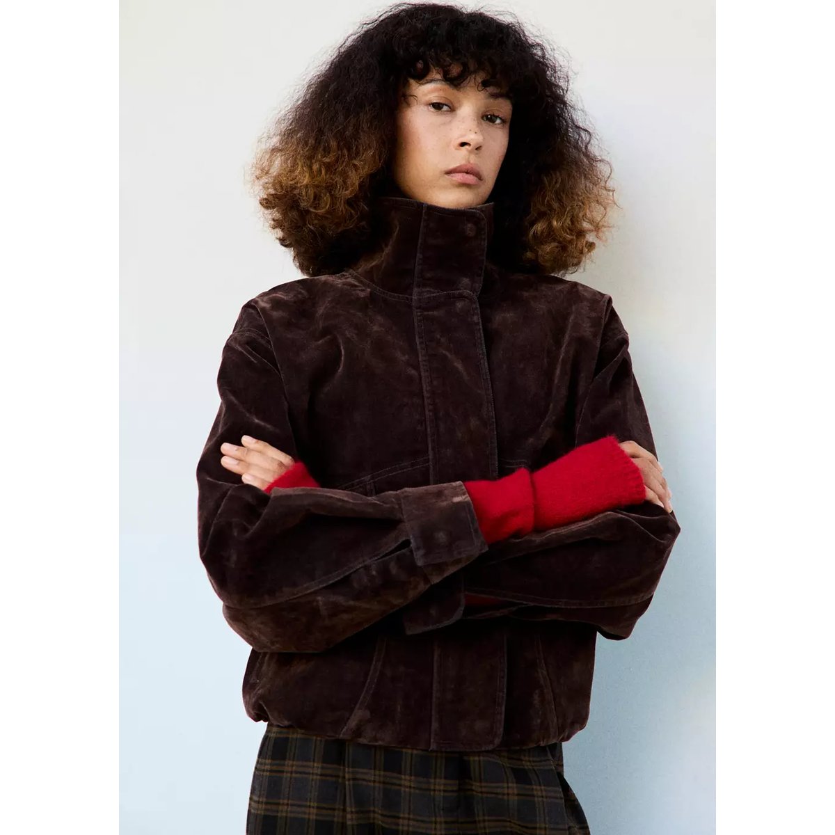 Mitaines longues en maille rouge, MANGO