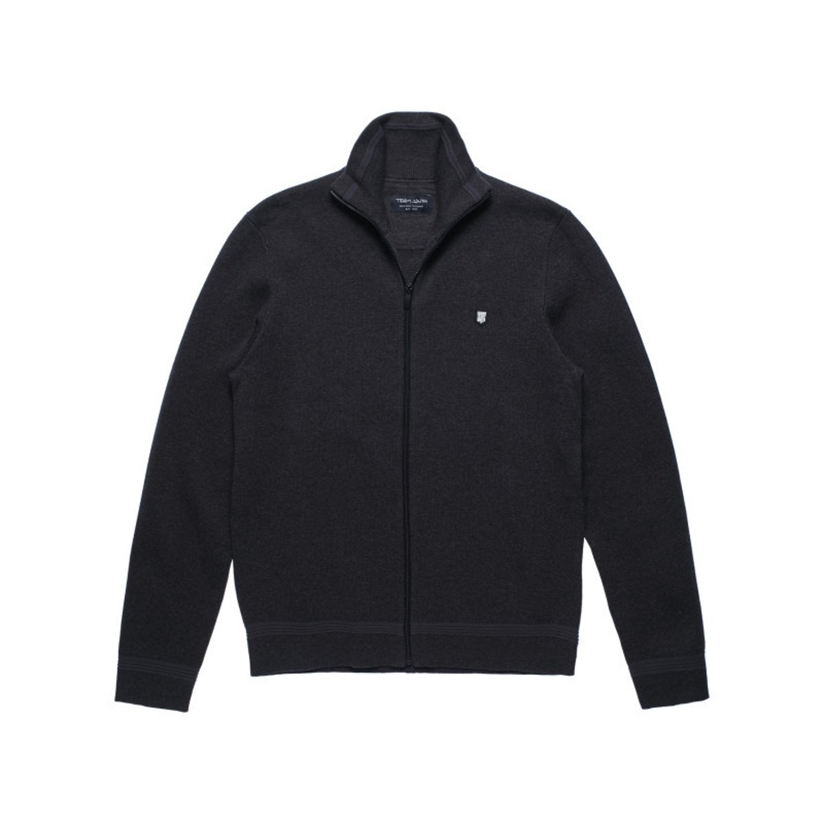 Gilet anthracite uni 100% coton coupe régular avec un col cheminée gris, TEDDY SMITH