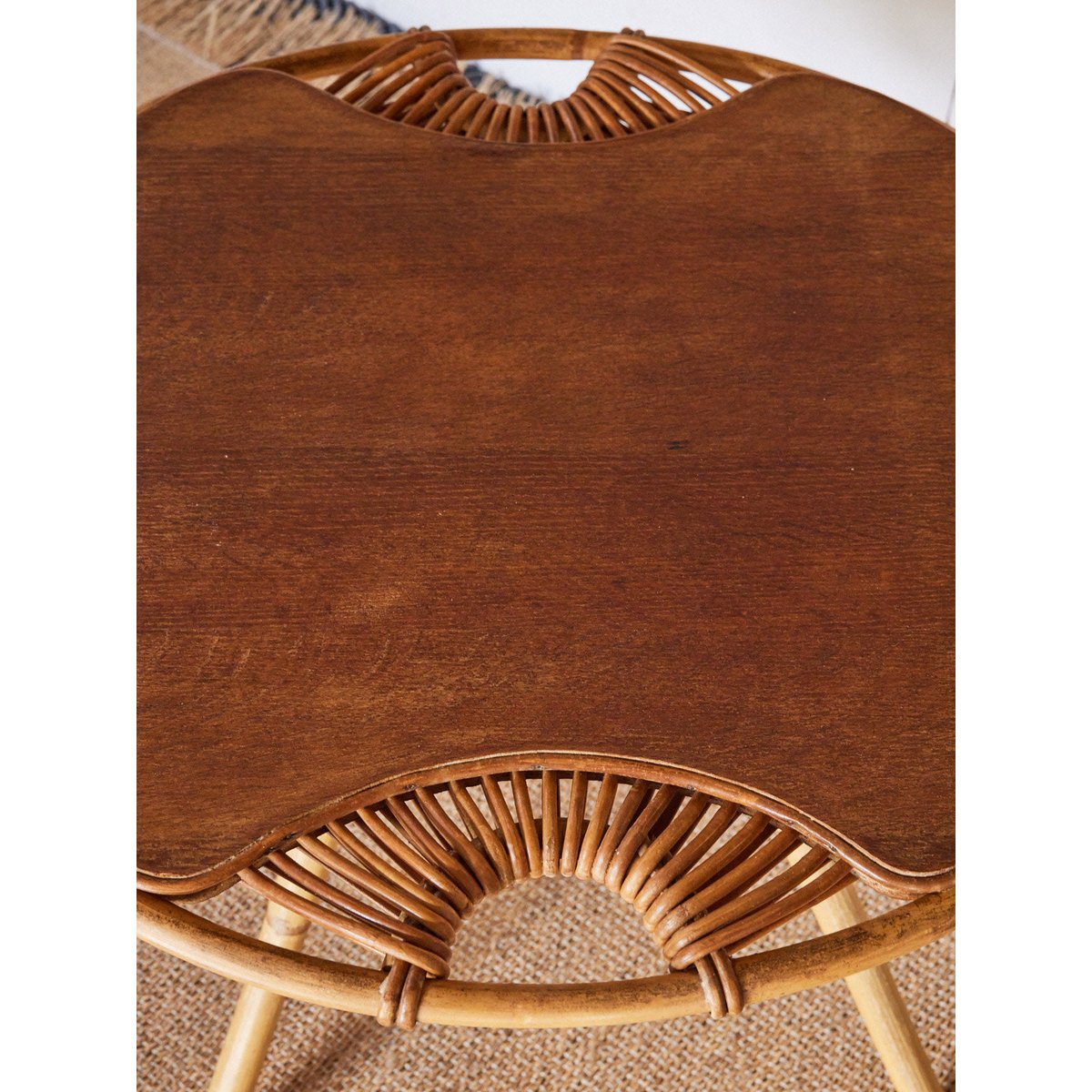 Table basse en rotin Léonie N°817 - Bon état bois clair, DEBONGOUT