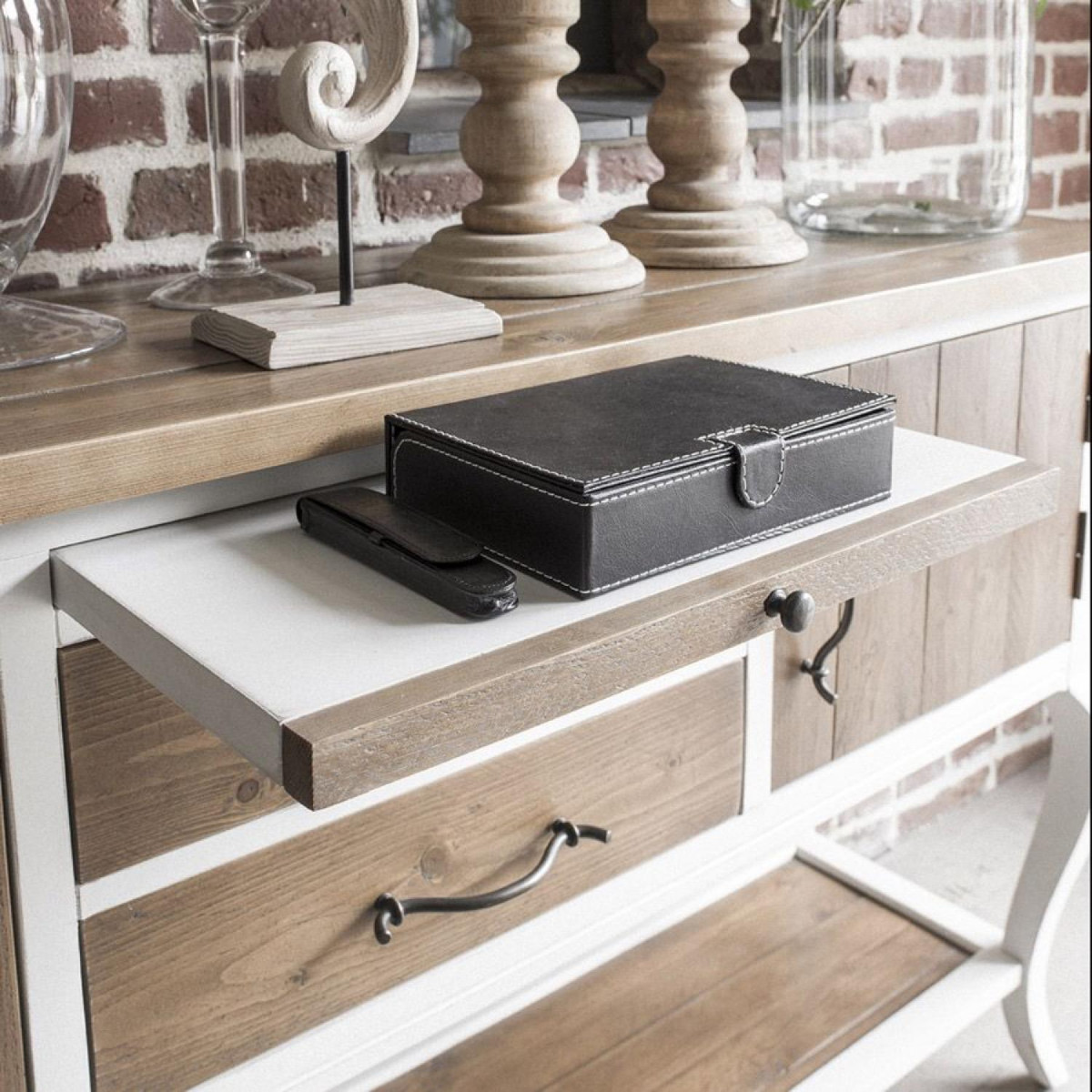 Console 2 Tiroirs 2 Portes blanc, INTERIOR'S